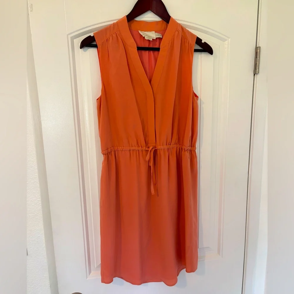 Cynthia Rowley Peach Silk Sleeveless V-Neck Mini Dress- Size 2 - Picture 1 of 8